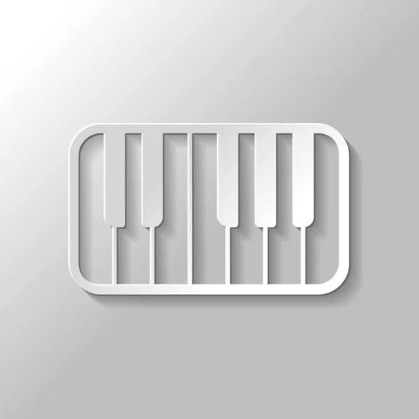 Piano Keyboard Icon Paper Style Shadow Gray Background — Stock Vector
