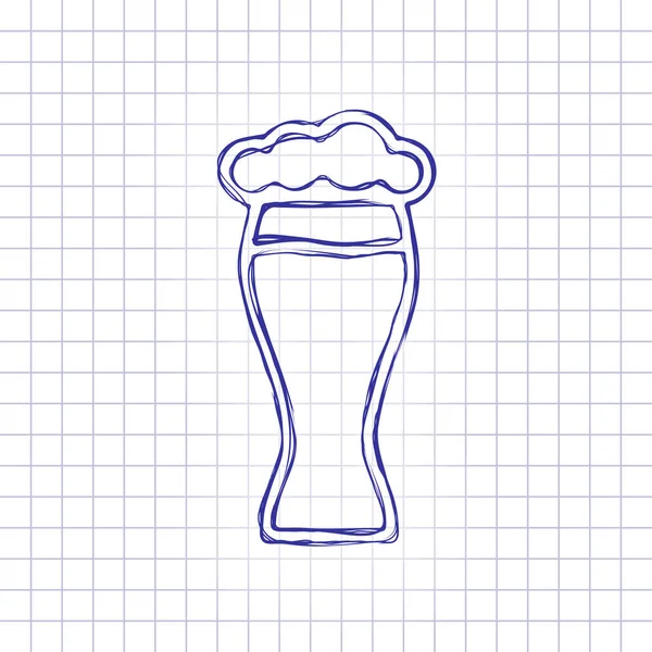 Beer Glass Simple Linear Icon Thin Outline Hand Drawn Picture — Stock Vector