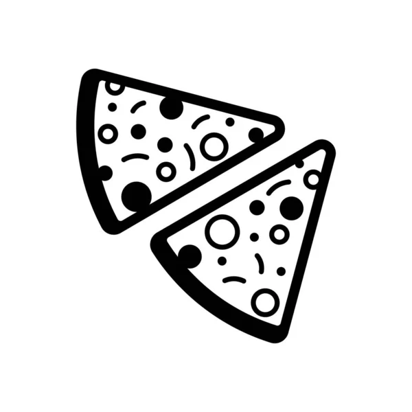 Шматочки Піци Значок Чорна Іконка Білому Тлі — стоковий вектор