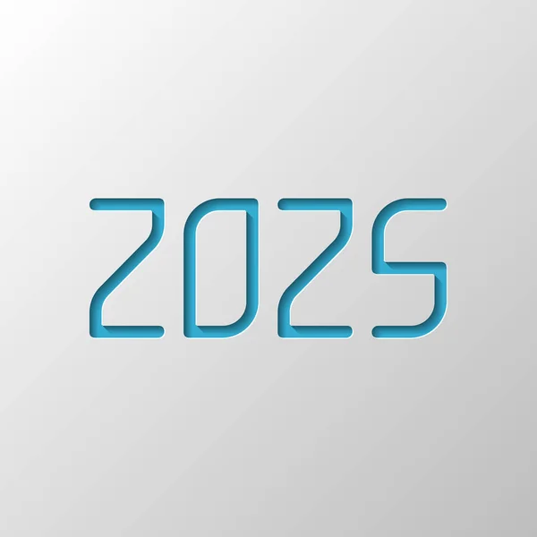 Ícone Número 2025 Feliz Ano Novo Desenho Papel Símbolo Cortado — Vetor de Stock