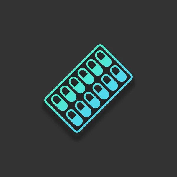 Pack Pills Icon Colorato Concetto Logo Con Ombra Morbida Sfondo — Vettoriale Stock