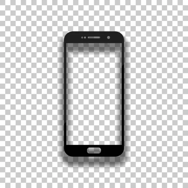 Sellphone Ikon Svart Glas Ikon Med Mjuk Skugga Transparent Bakgrund — Stock vektor