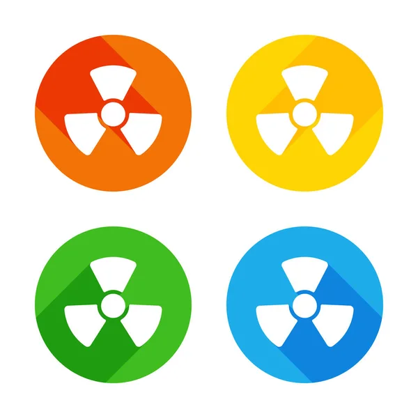 Prosty Symbol Promieniowania Ikona Radioaktywności Płaskie Białe Ikony Tle Kolorowe — Wektor stockowy