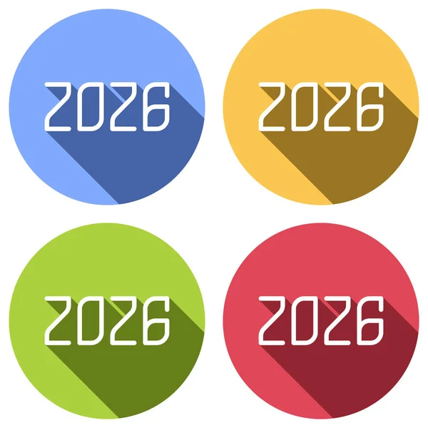 2026 Sayı Simgesi Yeni Yılınız Kutlu Olsun Mavi Turuncu Yeşil — Stok Vektör