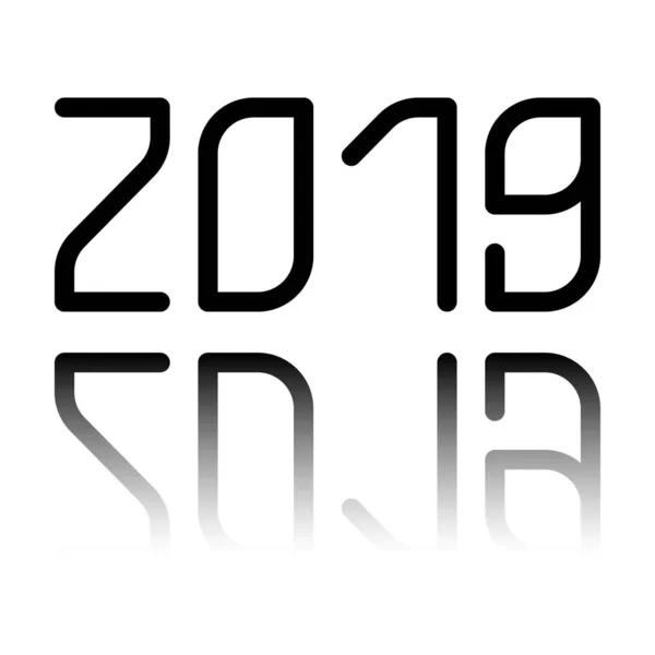 2019 Sayı Simgesi Yeni Yılınız Kutlu Olsun Siyah Beyaz Arka — Stok Vektör