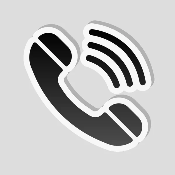 Иконка Телефона Ретро Символ Стикер Белой Каймой Простой Тенью Сером — стоковый вектор