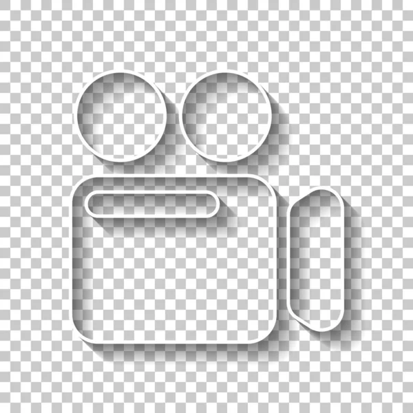 Εικονίδιο Απλό Βίντεο Κάμερα Λευκό Περίγραμμα Σημάδι Σκιάς Διαφανές Φόντο — Διανυσματικό Αρχείο