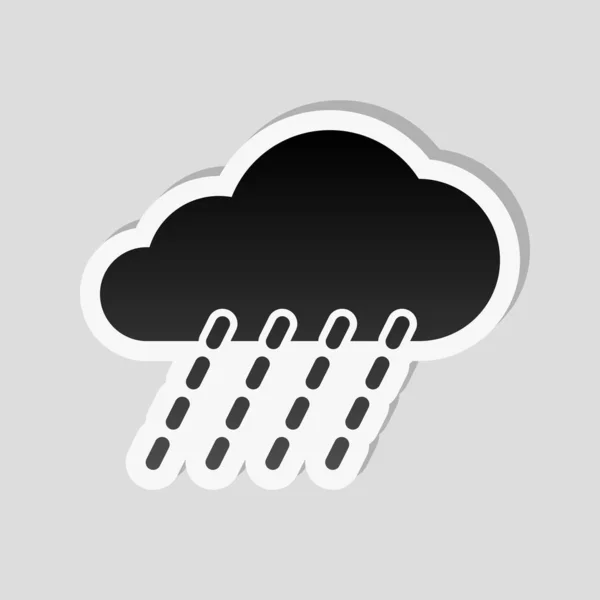 Regen Wettersymbol Sticker Stil Mit Weißem Rand Und Schlichtem Schatten — Stockvektor