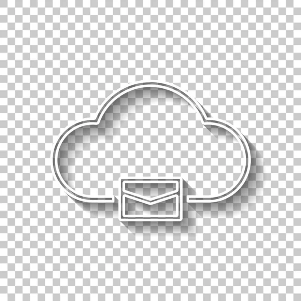 Wolk Mail Eenvoudige Lineaire Pictogram Met Dunne Rand Witte Contouren — Stockvector