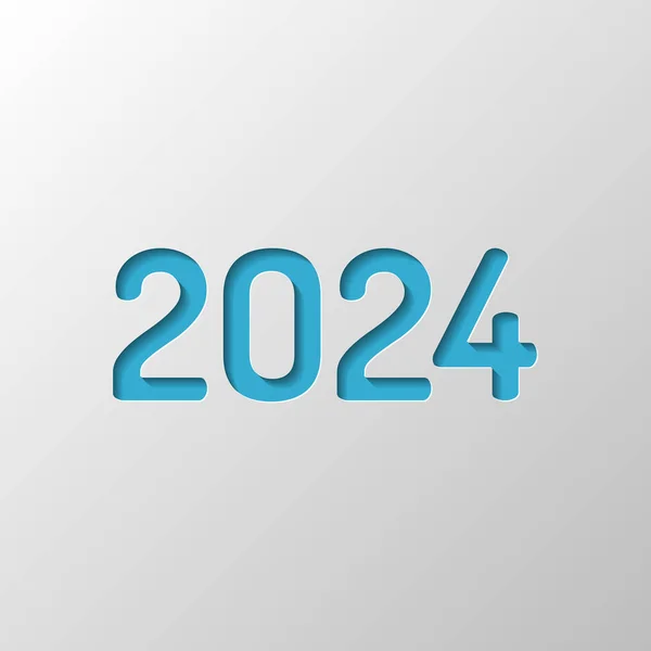 Icône Numéro 2024 Bonne Année Conception Papier Symbole Coupé Avec — Image vectorielle