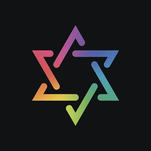 Davut'un Yıldızı, basit simgesi. Gökkuşağı rengi ve koyu arka plan