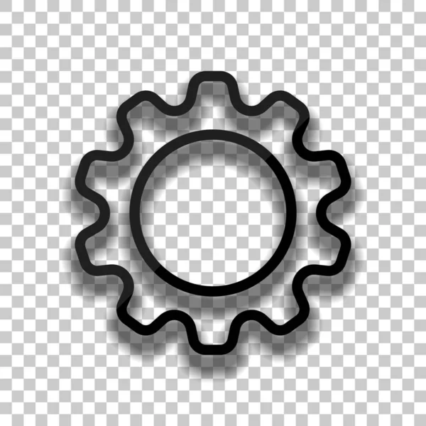 Simple Gear Symbol Linear Icon Thin Outline Black Glass Icon — Stock Vector