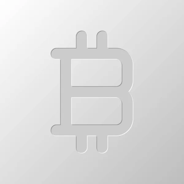 Bitcoin Symbole Icône Simple Conception Papier Symbole Coupé Style Dénoyauté — Image vectorielle