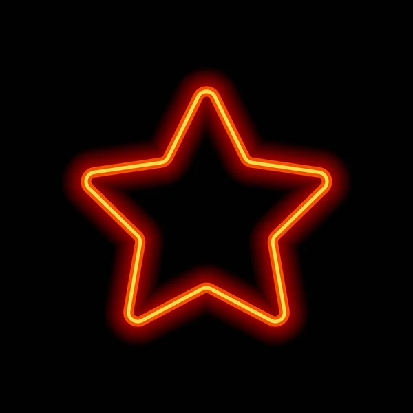 Icono Estrella Estilo Naranja Neón Sobre Fondo Negro Icono Luz — Vector de stock