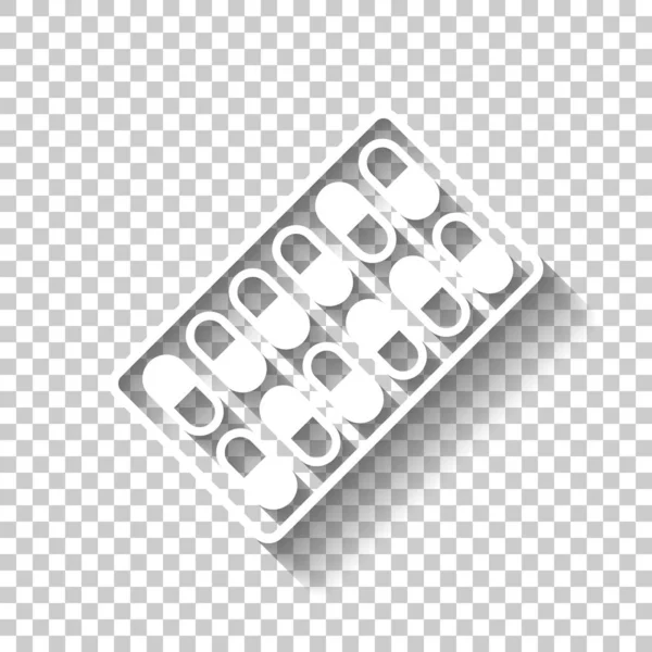 Pack Pills Icône Icône Blanche Avec Ombre Sur Fond Transparent — Image vectorielle