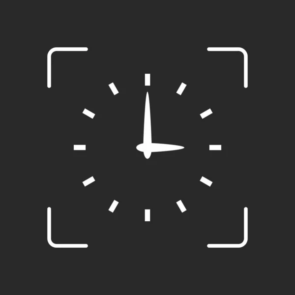 Simple Icône Horloge Objet Blanc Autofocus Caméra Sur Fond Sombre — Image vectorielle