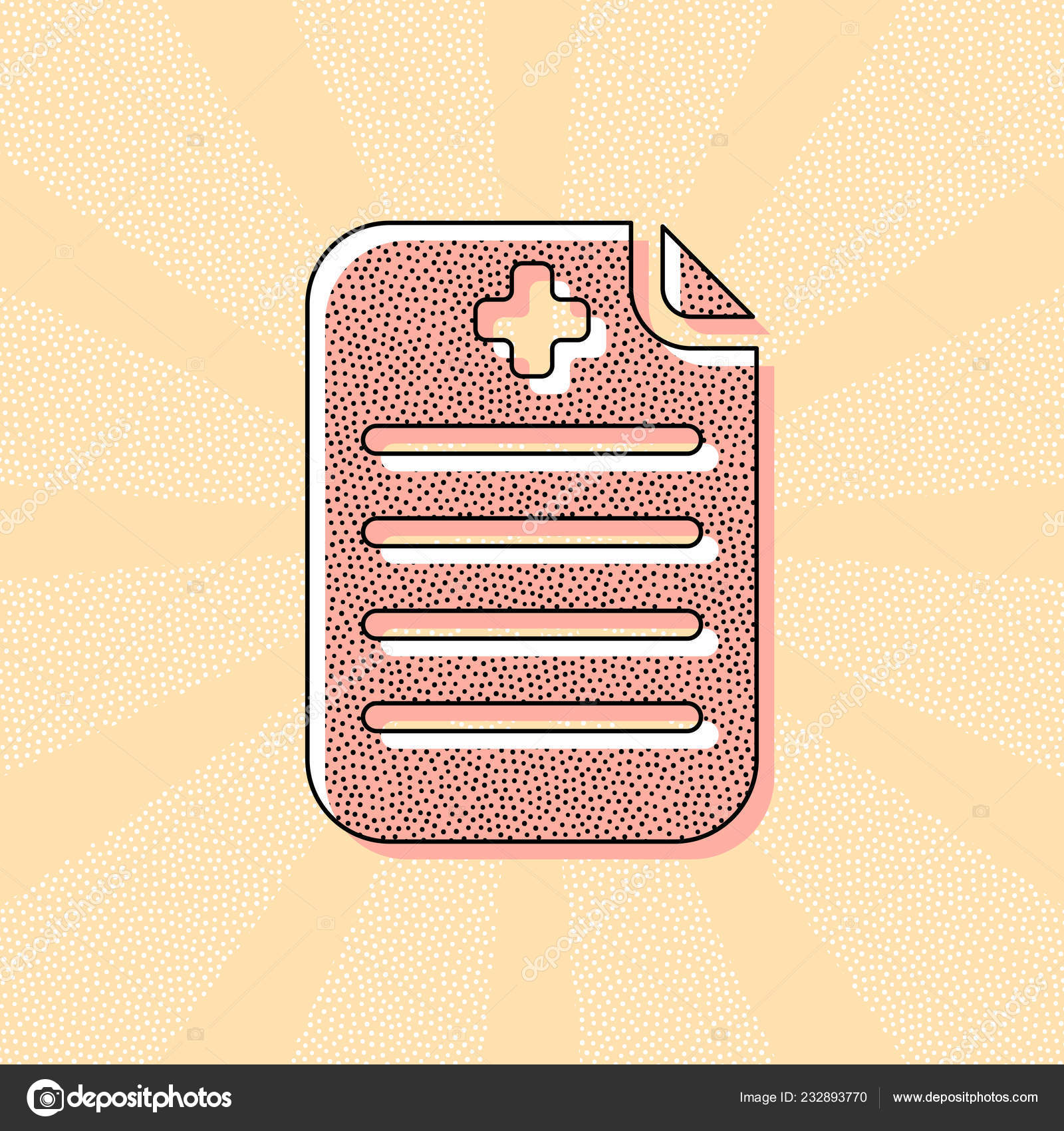 Medical History Report Paper Medical Cross Vintage Retro