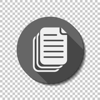 belge. basit siluet. Saydam arka plan üzerinde bir dairede uzun gölge beyaz düz simgesi