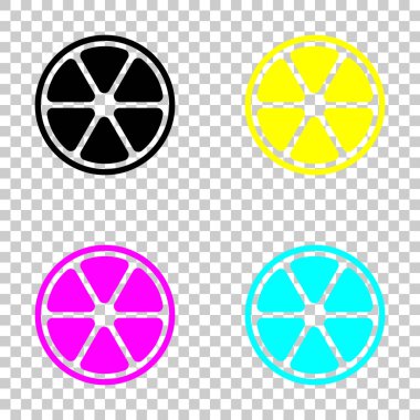 limon dilimi simgesi. Cmyk simgeleri şeffaf arka plan üzerinde renkli dizi