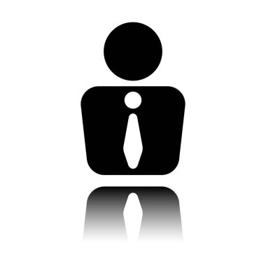 iş adamı simgesi. Siyah beyaz arka plan ayna yansıması simgesiyle