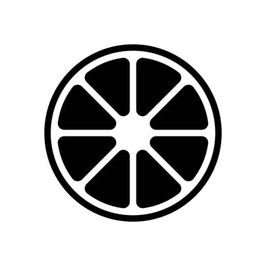 Bütün limon ya da portakal. Basit simgesi. Beyaz arka planda siyah