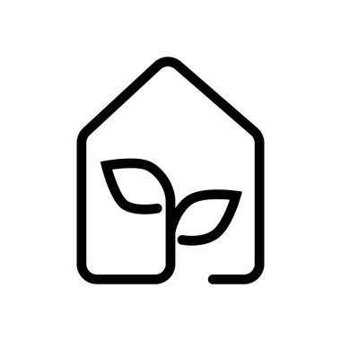 Eko ev simgesini kavramı. Beyaz arka planda siyah simgesi