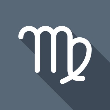 Astrolojik işaret. Başak basit simgesi. Uzun Gölge arka plan üzerinde beyaz düz simgesi