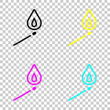 ve yangın alev ile aynı. basit siluet. Cmyk simgeleri şeffaf arka plan üzerinde renkli dizi