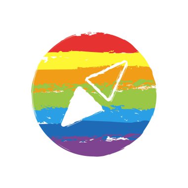 Basit pusula simgesini. Çizim işaretiyle Lgbt stil, gökkuşağı (kırmızı, turuncu, sarı, yeşil, mavi, Indigo, menekşe, yedi renk