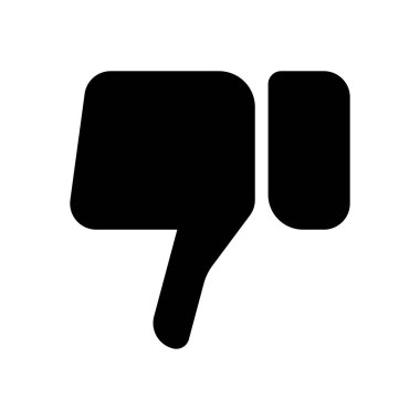 El başparmak aşağı, sevmediğim simgesi. Beyaz arka planda siyah simgesi