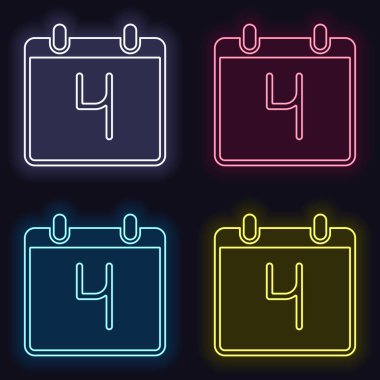 4 gün, basit simgesi ile takvim. Neon işareti kümesi. Koyu arka plan üzerinde casino tarzı. Seamless modeli