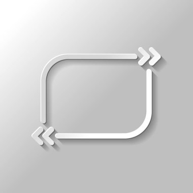 Metin teklif dikdörtgen. Basit simgesi. Kağıt tarzı ile gölge gri arka plan üzerinde