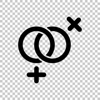 cinsiyet sembolü. Doğrusal sembolü. basit lezbiyen simgesi. Saydam arka plan üzerinde.