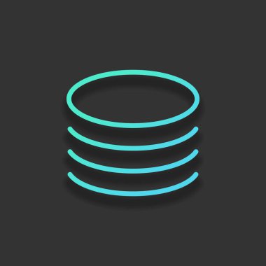 Veritabanı simgesi. Basit doğrusal sembol, ince anahat. Renkli logo kavramı koyu arka plan üzerinde yumuşak gölge ile. Masmavi okyanus rengini simgesi