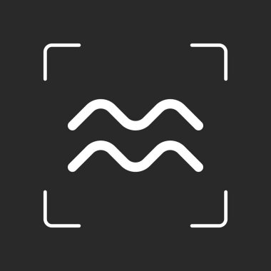 Astrolojik işaret. Kova basit simgesi. Beyaz nesne kamera otomatik odaklama koyu arka plan üzerinde