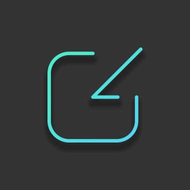 Paylaşımı, oturum açma veya indir. Çapraz ok Meydanı içine. Renkli logo kavramı koyu arka plan üzerinde yumuşak gölge ile. Masmavi okyanus rengini simgesi