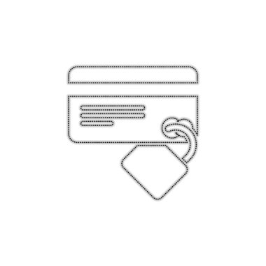 kredi kartı güvenlik. basit siluet. Noktalı anahat siluet gölge beyaz arka plan üzerinde