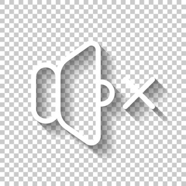 ses sessiz simgesi. Gölge şeffaf arka plan üzerinde beyaz simgesi