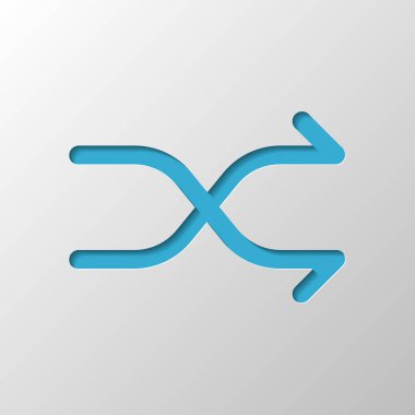 Basit ok geçti. Doğrusal, ince anahat. Kağıt tasarımı. Gölge ile düzenlenen sembolü