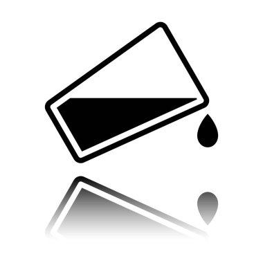 Cam ve akan su simgesi. Siyah beyaz arka plan ayna yansıması simgesiyle