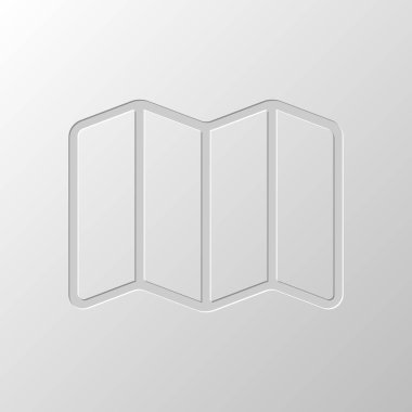 Basit harita simgesi. Doğrusal sembolü ile ince anahat. Kağıt tasarımı. Düzenlenen sembolü. Çekirdeksiz stili