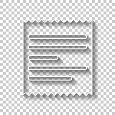 Alış irsaliyesi simgesi. Gölge şeffaf arka plan üzerinde beyaz anahat işaretiyle