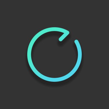 Basit ok, güncelleştirmek, yeniden, saat yönünde, ileri. Gezinti simgesi. Doğrusal sembolü ile ince bir çizgi. Bir çizgi stili. Renkli logo kavramı koyu arka plan üzerinde yumuşak gölge ile. Masmavi okyanus rengini simgesi