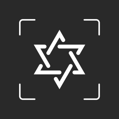 Davut'un Yıldızı, basit simgesi. Beyaz nesne kamera otomatik odaklama koyu arka plan üzerinde