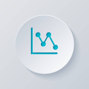 Azalan grafik hat simgesi. Gri ve mavi katmanları ile daire kes. Kağıt tarzı