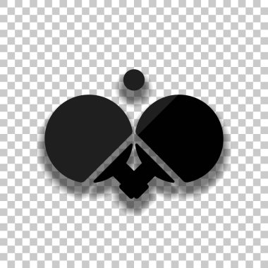 Ping pong simgesi. Saydam arka plan üzerinde yumuşak gölgeli siyah cam kutsal kişilerin resmi