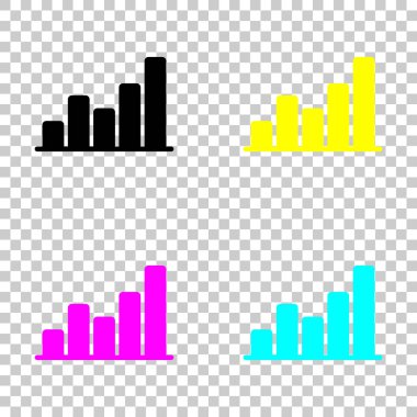 Grapgic finans, büyümek. Cmyk simgeleri şeffaf arka plan üzerinde renkli dizi