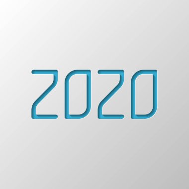 2020 sayı simgesi. Yeni Yılınız Kutlu Olsun. Kağıt tasarımı. Gölge ile düzenlenen sembolü