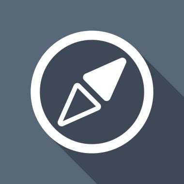 Basit pusula simgesini. Uzun Gölge arka plan üzerinde beyaz düz simgesi