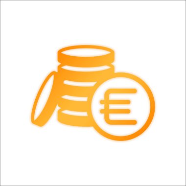 para sikke euro simgesi. Portakal işareti beyaz arka plan üzerinde düşük ışık ile